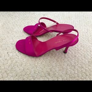 Kate Spade Fuschia Satin mules size 5 1/2.